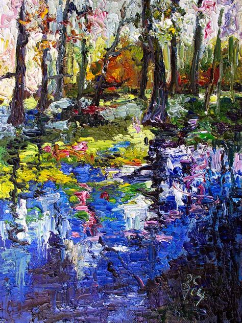 Oil Painting On Linen Wetland Reflections Impressionism Modern