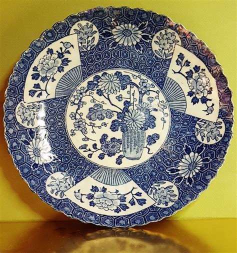 An Antique Japanese Cobalt Blue Igezara Plate Meiji Period