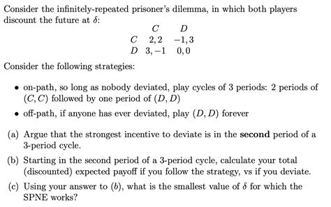 Consider The Infinitely Repeated Prisoner S Dilemma Chegg