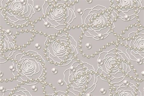 Seamless pattern with white pearl beads, strings of beige pearls ...