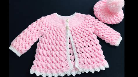 Crochet Baby Sweater Jacket And Crochet Baby Hat Set Easy Nb To 6yrs How