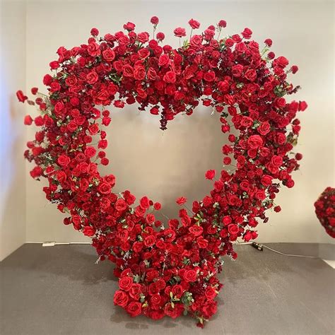 Giant Wedding Flowers Arch Heart Shape Arch Artificial Flowers For