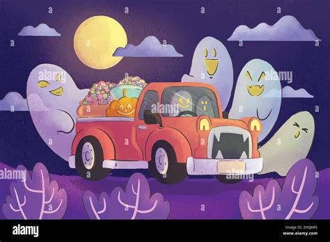 Watercolor Trunk Treat Background Vector Design Illustration Stock