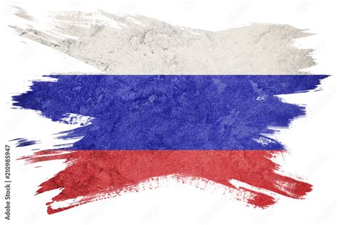 Grunge Russia Flag Russian Flag With Grunge Texture Brush Stroke