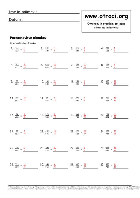 Računanje Z Ulomki Za Osnovne Šole Na Sd Kartici