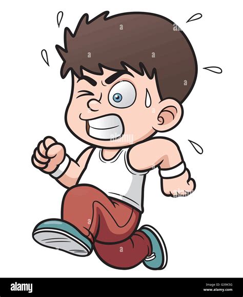 Ilustración Vectorial De Dibujos Animados Niño Corriendo Imagen Vector