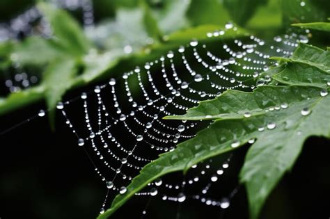 Premium Photo Spider Web With Dew Drops Generative Ai