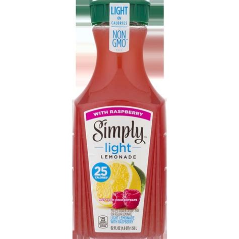 Simply Light Lemonade With Raspberry Fruit Juice Non Gmo 52 Oz