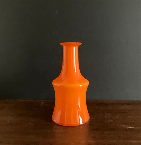 Mid Century Alsterfors Sweden Orange Cased Glass Vase Per Olof Strom Era Etsy