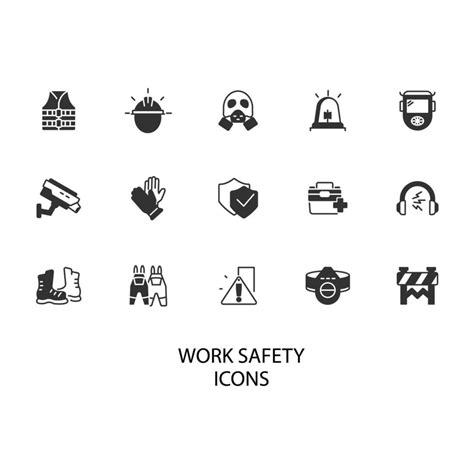 Work Safety Icons Set Work Safety Pack Symbol Vector Elements For