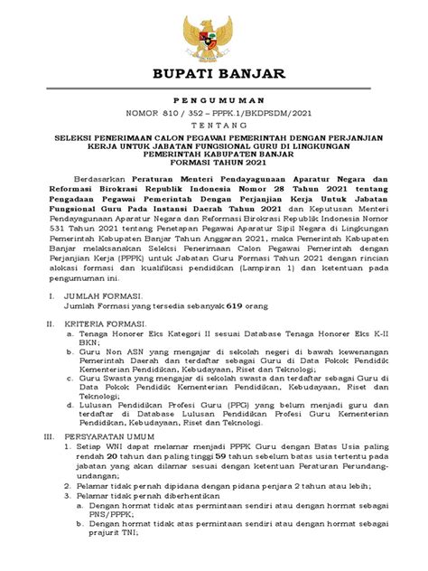 Pengumuman Pppk Guru 2021 Pdf