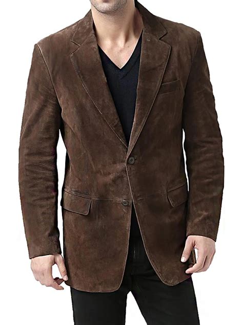 Mens Chocolate Brown Suede Leather Blazer Jackets Junction