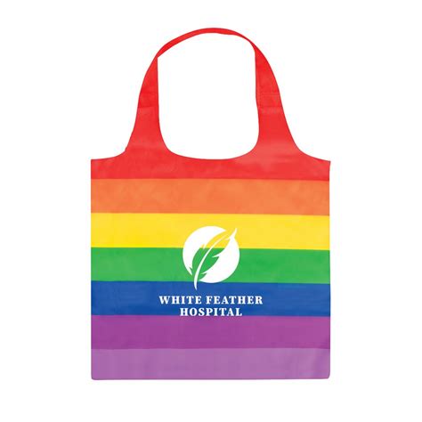 Rainbow Stripe Tote Bag Personalization Available Positive Promotions