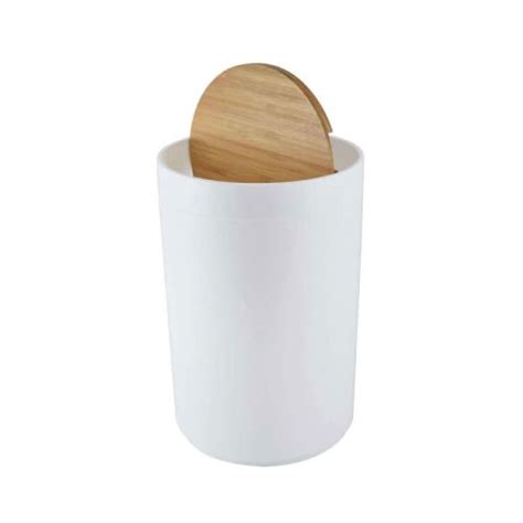 Eco 5L White Bamboo Bathroom Bin