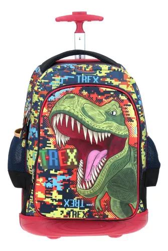 Mochila escolar grande Chenson bastão e rodas dinossauro leve