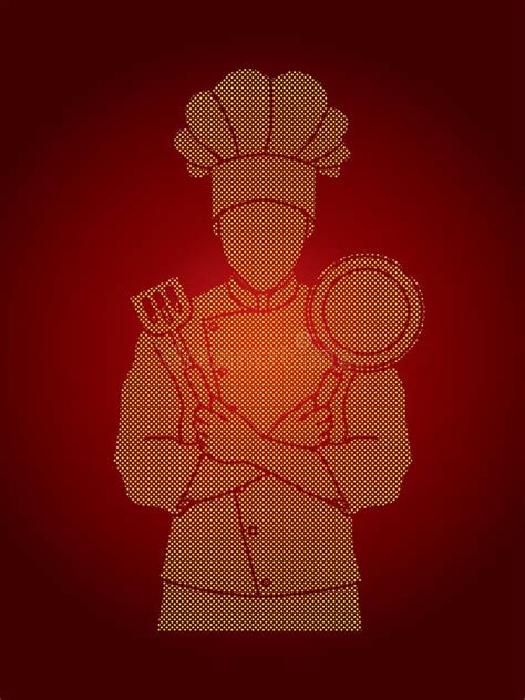 Chef Cook Standing Crossed Arms With Pan And Spatula Stock Vector