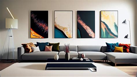 Premium AI Image | Contemporary art gallery wall in a modern living room