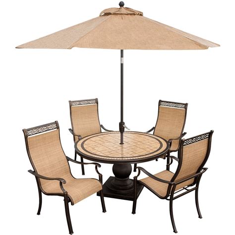 Hanover Monaco 5-Piece Outdoor Dining Set with Table Umbrella - Walmart.com