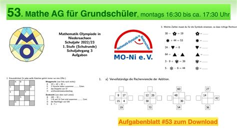 Mathe Ag Grundsch Ler Mathe Olympiade Stufe