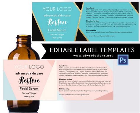 Serum Label Template Id Aiwsolutions Cosmetic Labels Soap Labels