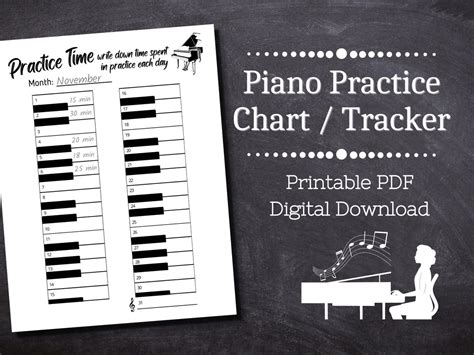 Piano Practice Chart Printable / Piano Practice Log Template / Piano ...