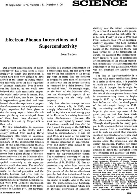 Electron Phonon Interactions And Superconductivity Science