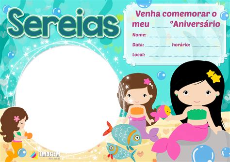 Convite De Aniversário Sereia Para Montar Foto Imagem Legal