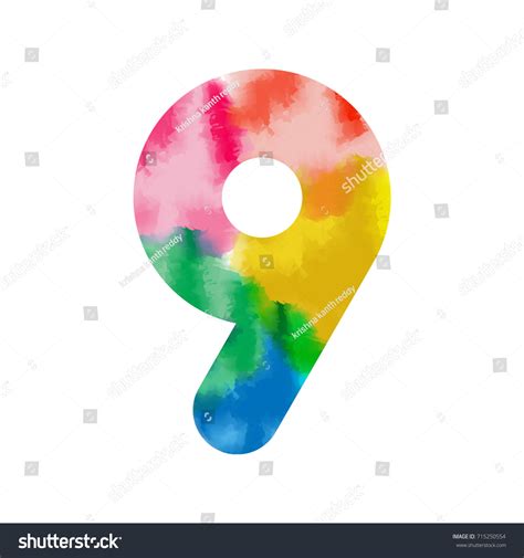 Colourful Vector Illustration Number Nine 9 Stock Vector Royalty Free