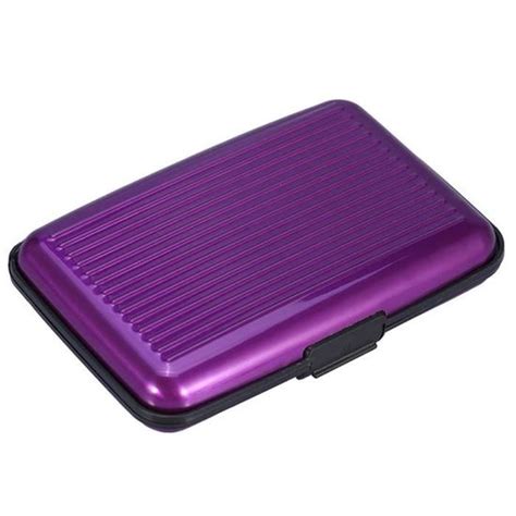 Violet Porte cartes en aluminium et métal protection Anti RFID pour