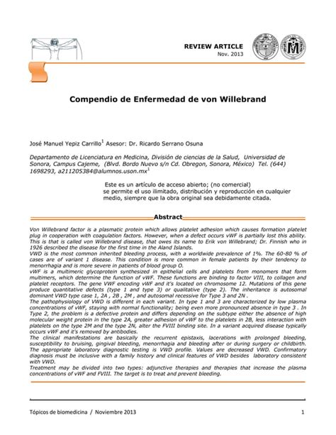 Enfermedad De Von Willebrand Pdf