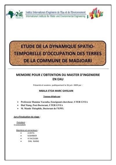 Memoire Pour L Obtention Du Master D Ingenierie En Eau