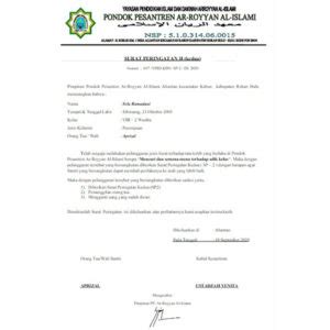 Contoh Surat Peringatan Pondok Pesantren Fungsi Manfaat