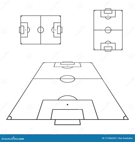 Sketch Of Soccer Fields Set Football Field Design Element Soccer