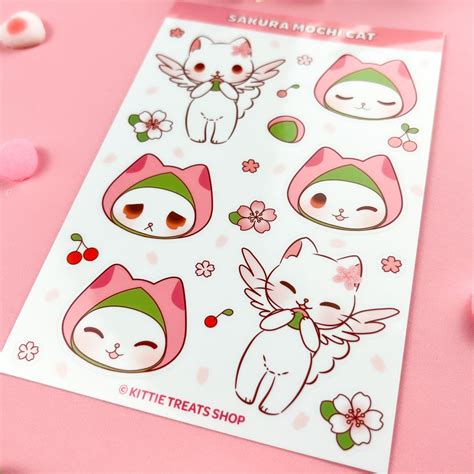 Sakura Mochi Cat Sticker Sheet#N# – Kittie Treats Shop