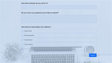 webinar registration form template formaloo