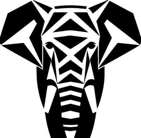 Ilustración vectorial de elefante en blanco y negro Vector Premium