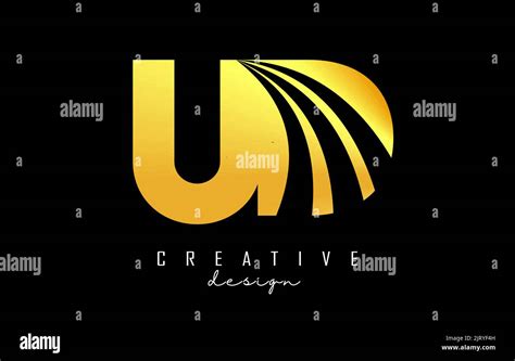 Creative Golden Letter Ud U D Logo With Leading Lines And Road Concept