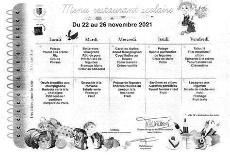 Menus Cantine Novembre Ecole L Mentaire Michel Peyramaure