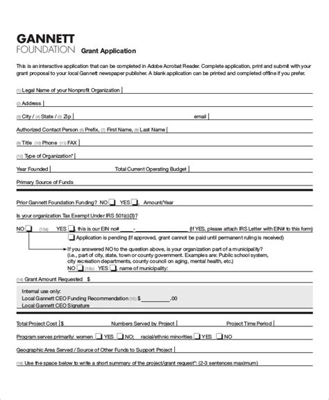 Business Grant Application Template