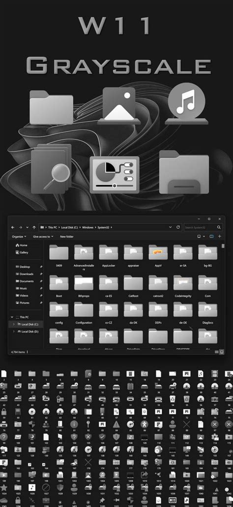 7tsp W11 Grayscale Icon Pack For Windows 11 By Shemhamforash01 On