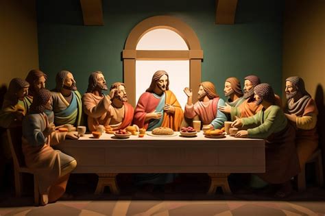 Premium AI Image | A depiction of the Last Supper with Jesus and his disciples gathered around a ...