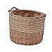 Wovenhill Grey Wash Oval Wicker Log Basket Large Jute Lined Storage