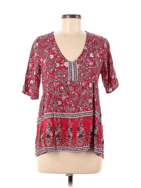 Knox Rose 100 Rayon Burgundy Short Sleeve Top Size M 30 Off Thredup