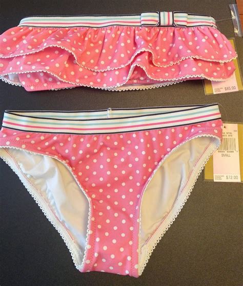 NWT Juicy Couture Pink Polka Dot Bandeau Bikini Size S MSRP 157 EBay