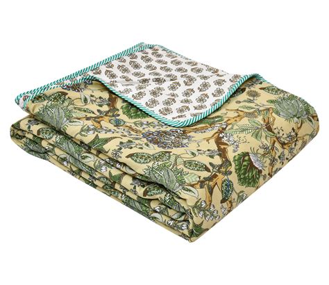 Buy Anokhi Green Pure Cotton Reversible Single Bed Ac Quilt Dohar