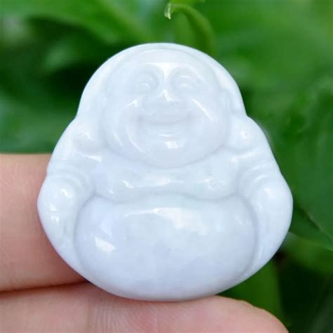 Pendentif en Jade vert clair certifié Grade A bouddha Maitreya