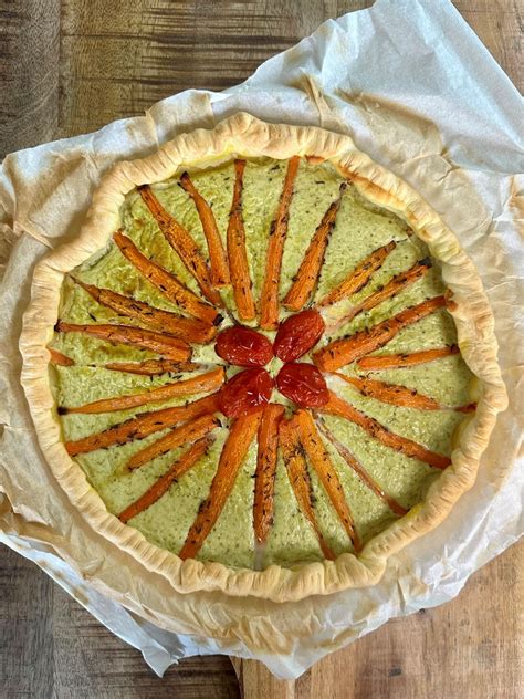 Tarte aux carottes nouvelles et pesto recette légère