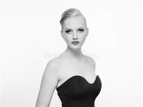 Beautiful Monochrome Woman Beauty Portrait In Classic Style Isolated On