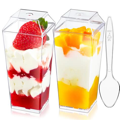 Buy Qeirudu50 Pack 3 Oz Mini Dessert Cups With Lids And Spoons Small Plastic Parfait Cup Clear