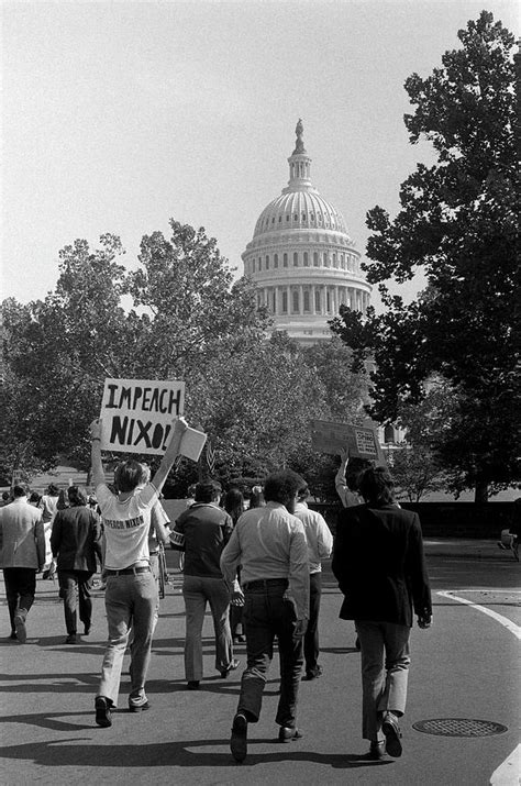 Demonstrator With Impeach Nixon Sign - Washington DC 1973 Photograph by ...